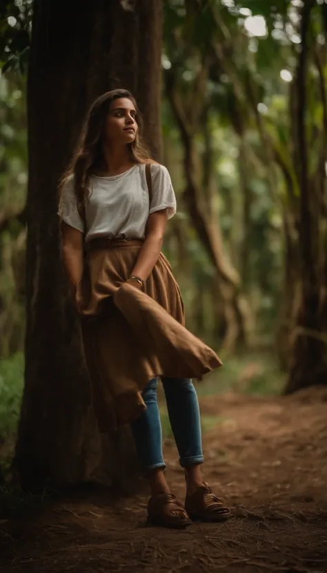 Uma garota adolescente trabalhando em um fazenda