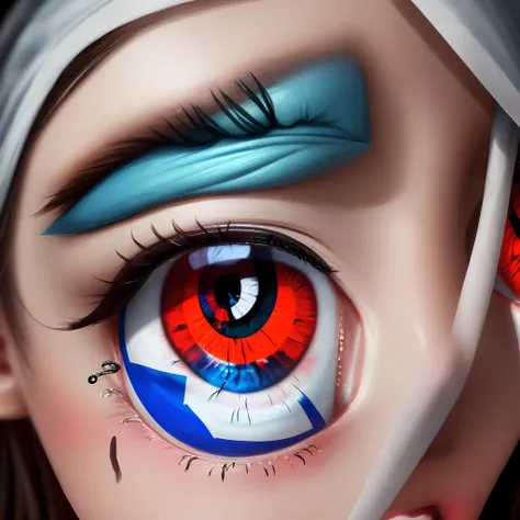 Flag of Israel inside one eye with a teardrop