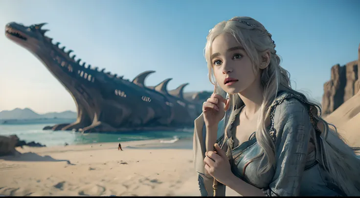 Daenerys - Mother of Dragons, Holding an old mobile phone.