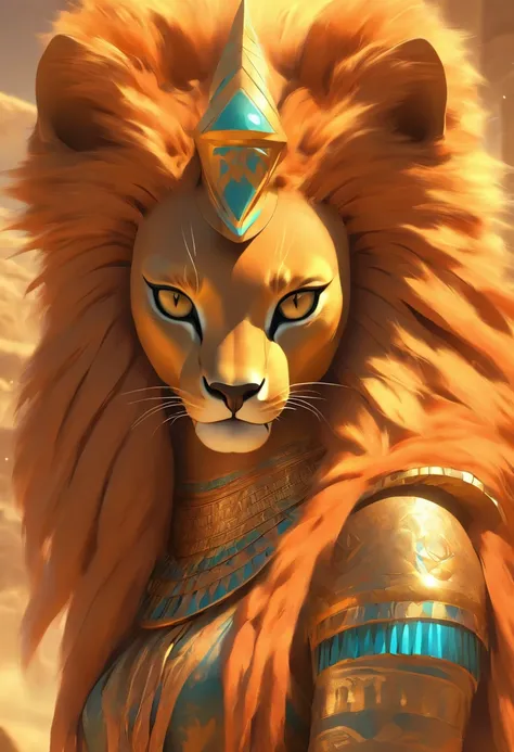 (((SEKHMET))) best quality, ultra-high resolution, 4K detailed CG, master piece, woman, Lioness Goddess, lioness head, Egyptian clothing, EGYPTIAN mythology, desert, aesthetic, ((full body)), standing , Beautiful image, centered