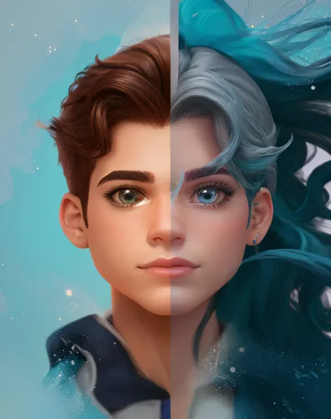 Create this image with better details on your hair and clothes, personagem da disney