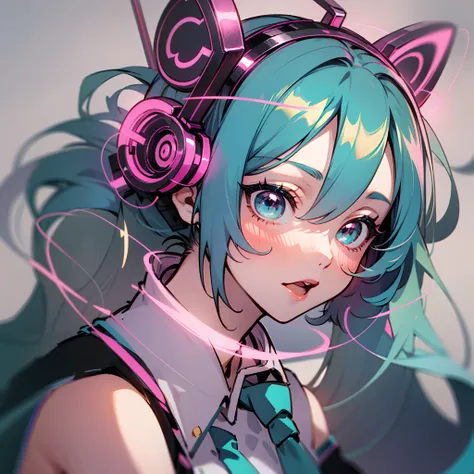 Hatsune miku , Personajes de anime cabello rosado ojos marrones joven obra maestra mejor calidad cabello largo