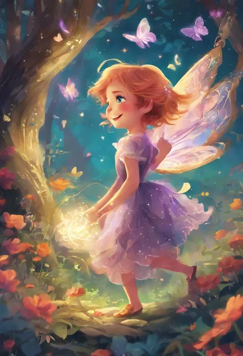 (highres,best quality,ultra-detailed,realistic:1.37),bright colors,soft lighting,illustration,whimsical,playful,tiny creatures,cute,elements,sparkling stars,colorful flowers,curious creatures,friendly animals,magical,enchanted forest,dreamlike scenery,deli...