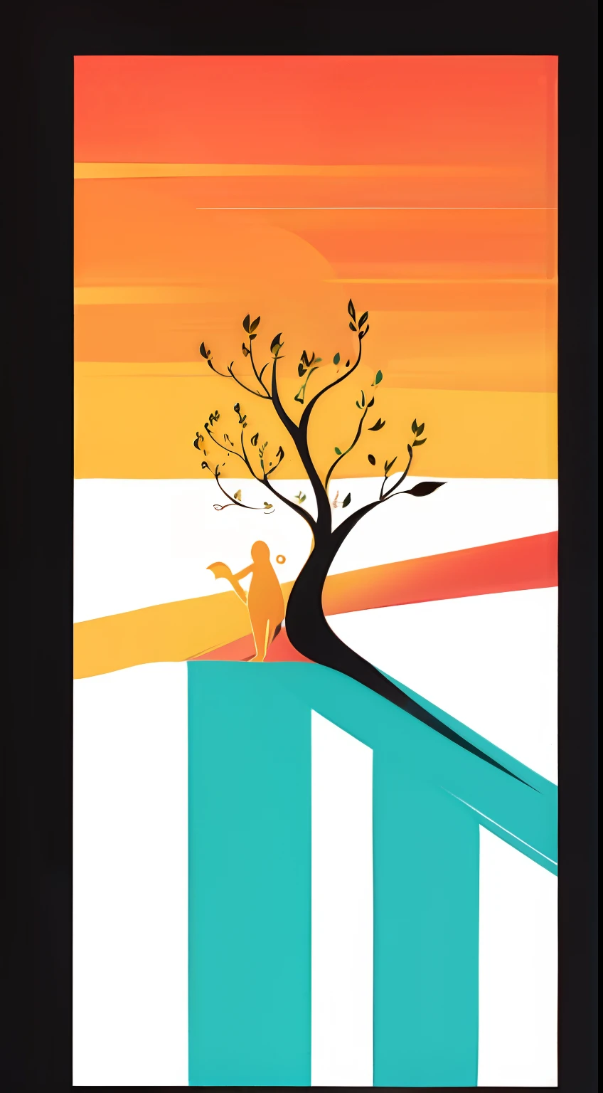 Magazine cover minimalist gradient tree shadow element