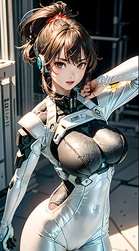 ulzzang -6500-v1.1,(Raw foto:1.2), (Photorealsitic:1.4), hight resolution、An ultra-high picture quality。 （Detailed super beautiful one woman。Tall slender 24 years old、White technical wear and futuristic womens battlesuit（for urban warfare、Details will be d...