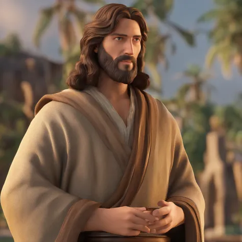 Peter, disciple of Jesus with brown hair, clothing from the time of Jesus at the age of 30 years old, estilo hiper-realista, 8k, UHD, pixar, Disney style, cinema 4D