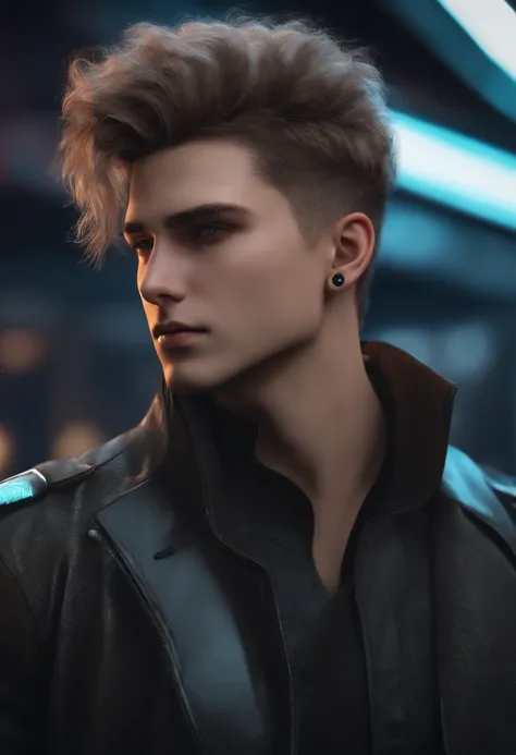 Change background cyberpunk handsome boy, realistic face, 8k, ultra realistic