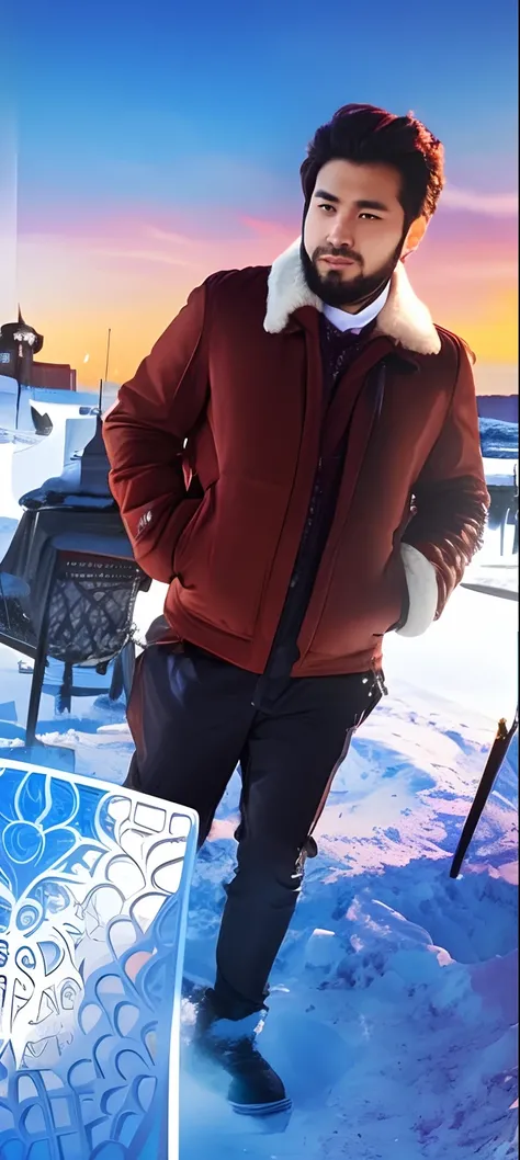 Change the background near snowfall sunsets and make more handsome looking guy.