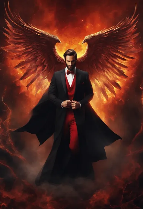 Fusion between the devil Lucifer and Jesus Christ in a suit