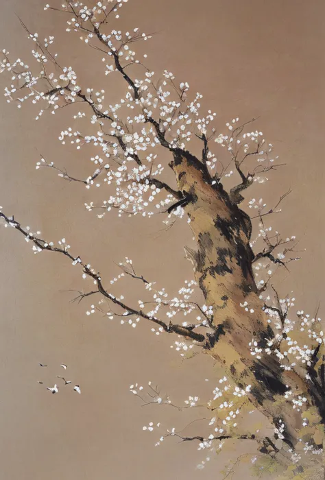 Draw a tree，It has white flowers and a bird, clubs, author：Wu Li, Inspired by Ma Yuan, author：Gaige, inspired by Sōami, author：Gu An, cherry blossoms in the wind, author：Wu Wei, author：Shen Saidang, Japanese style painting, author：Liang Kai, japanese paint...