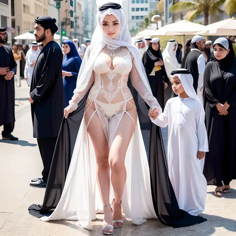 , design dress,Arab, family, gruop, men, people, big titts, hijab, street, Dubai, see through clothes (ultra-detailed), highest quality, ((an extremely delicate and beautiful)), (beautiful detailed eyes), cute eyes, red eyes, fu, elegant pose, perfect body...