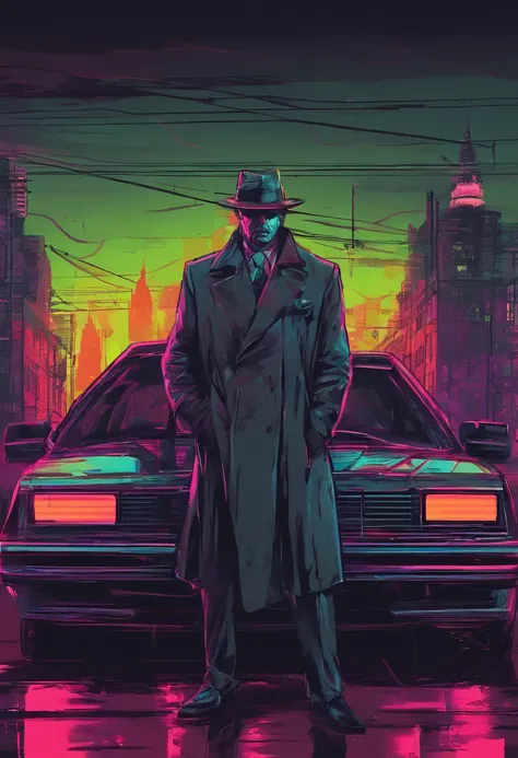 Noir Neon Tones of Photography, a photo of a Russian mafia boss in the 1990s in Moscow in the style of Moscow in the 90s