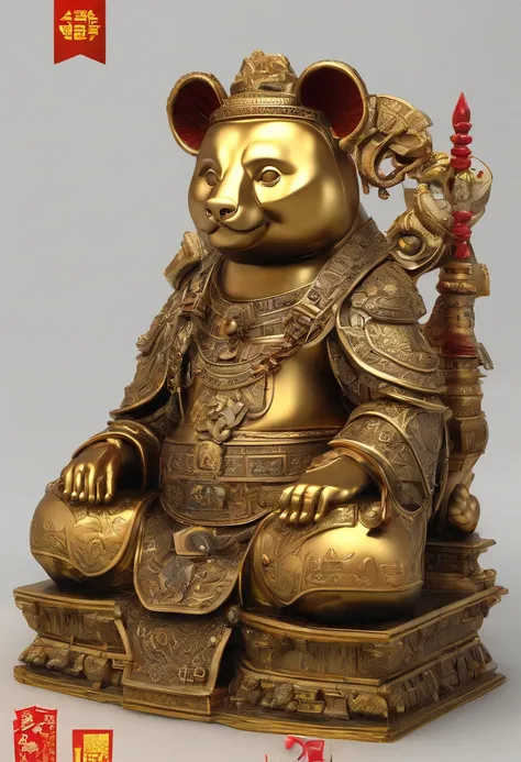 pandas，cultural relic，Samsung heap，Sanxingdui artifacts unearthed in China，Bronze mask，gold mask，Anthropomorphic panda，Cultural creativity，Trendy art，Panda combined with Sanxingdui cultural relics，Trendy IP