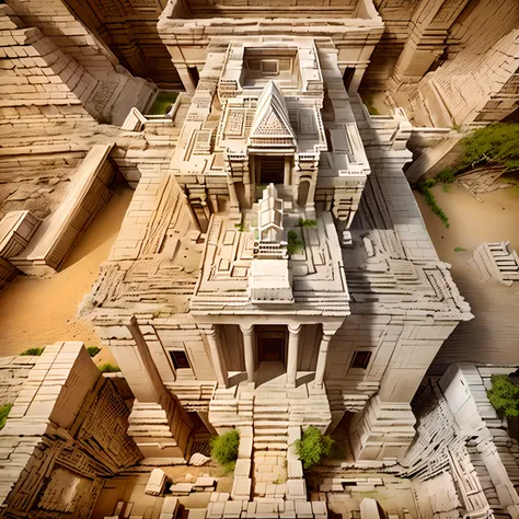 a picture taken from above of a model of a building, ancient temple, monolithic temple, sacred ancient architecture, temple, full - view, the temple of truth is white, large temples, temple background, masterpiece, a temple, ancient architecture, wonderful...