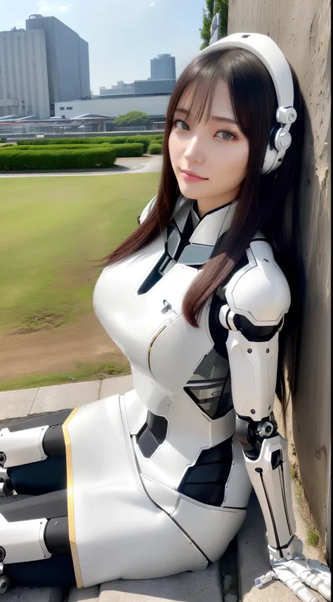 ((masutepiece)), ((top-quality), high quarity、ultra-definition, Realistic,  (Ultra-fine face)、fulcolor 、scientific fiction、Beautiful robot woman、droid、((Mechanical joints))、Machine frame、((machine components))、White porcelain mechanical armor、(Curvaceous f...