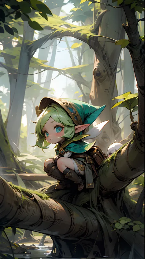 Chibi elf girl, explorer