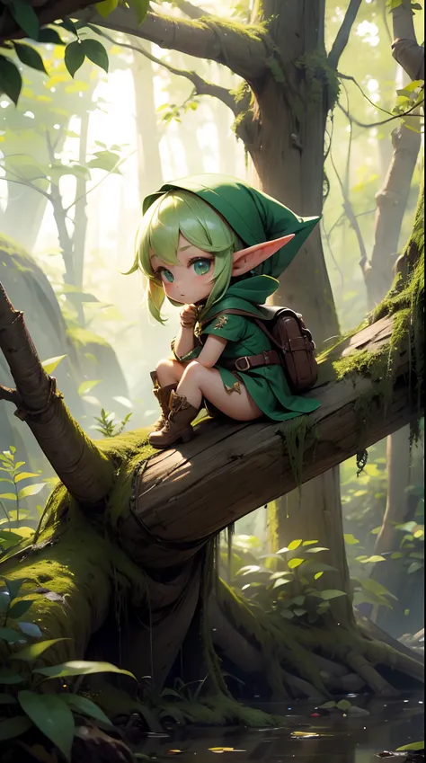 Chibi elf girl, explorer