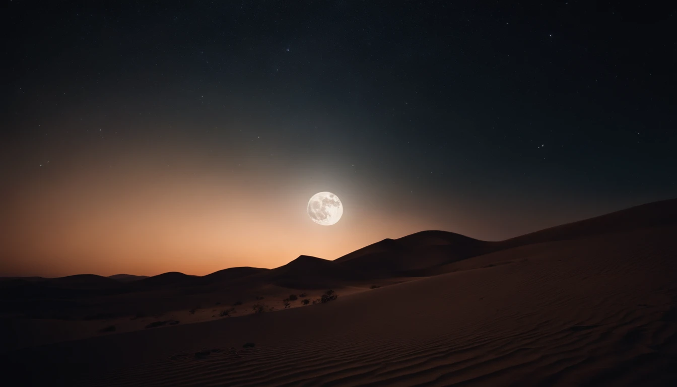 Moon Night,A desert,The stars are beautiful