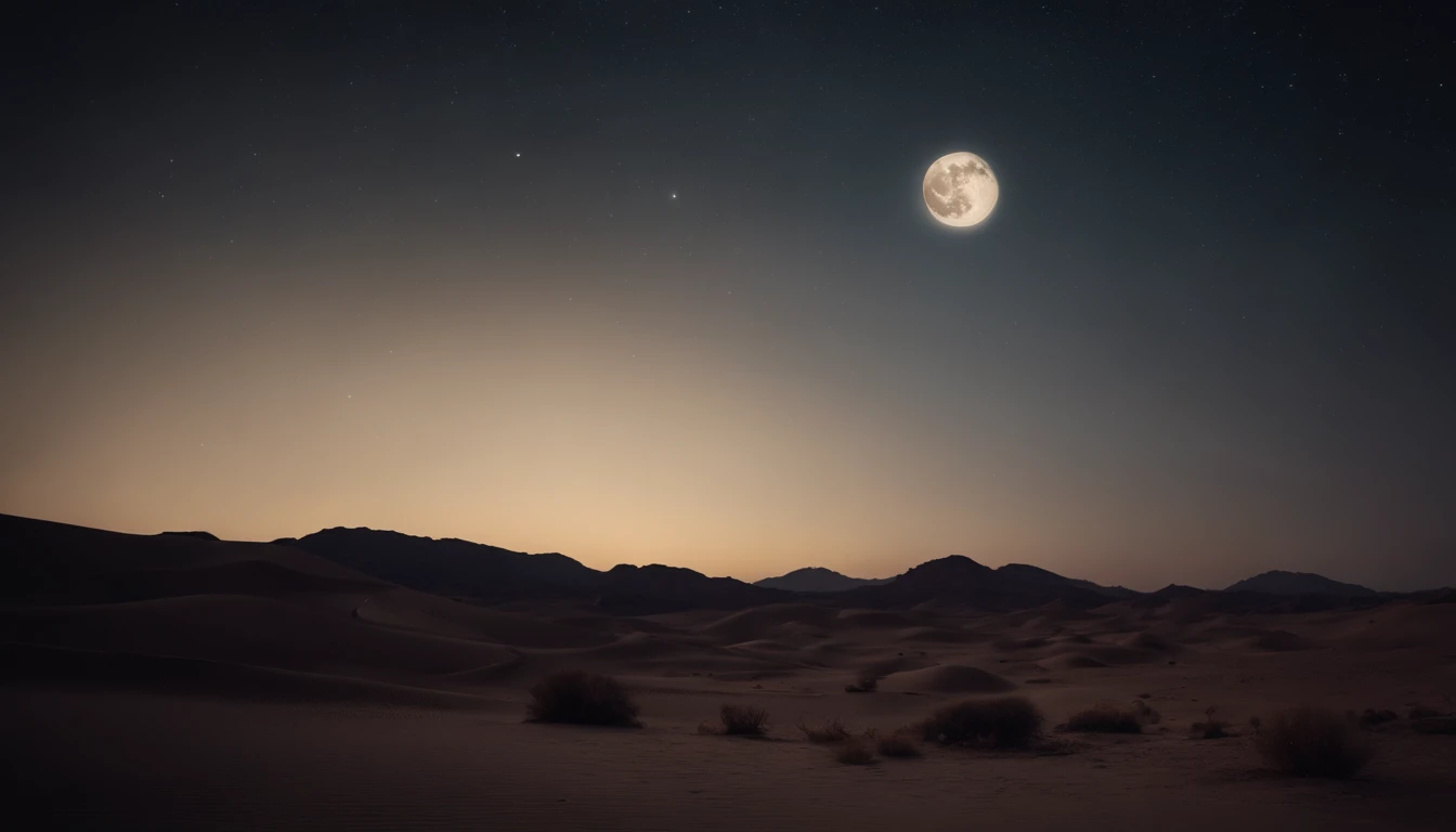 Moon Night,A desert,The stars are beautiful