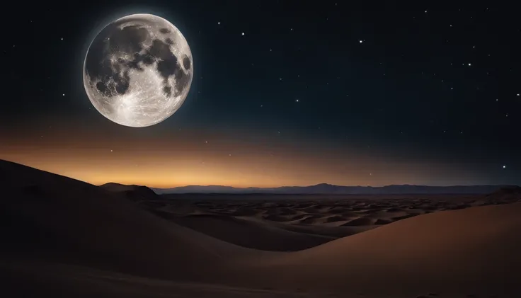 Moon Night,A desert,The stars are beautiful