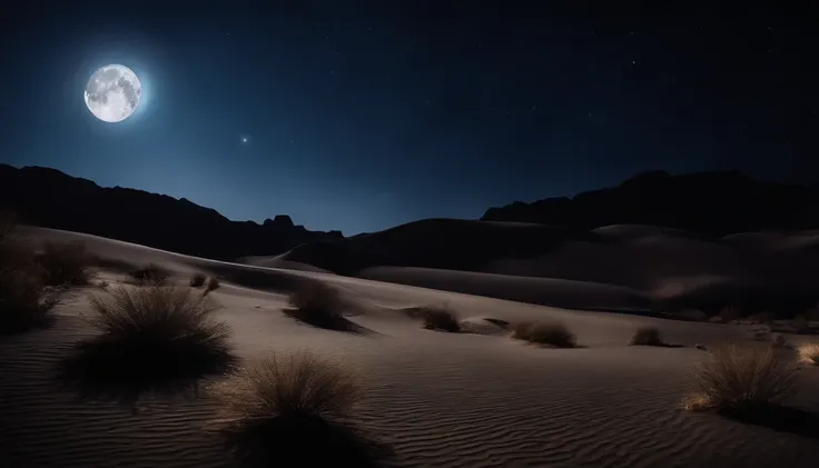 Moon Night,A desert,The stars are beautiful