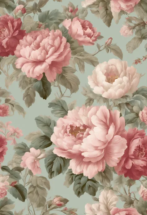 Papel pintado floral rosado pastel hermoso