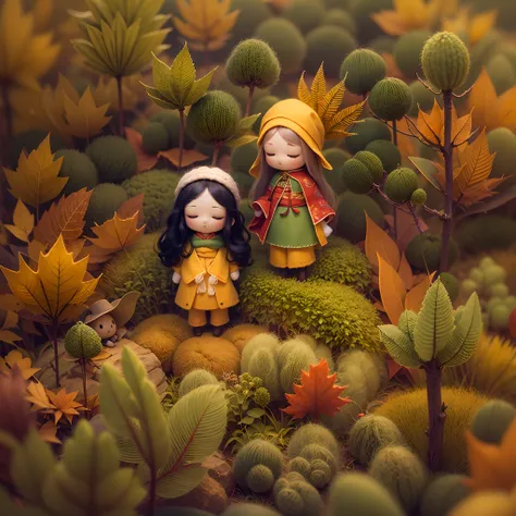 （In the autumn fields there are green and yellow crops，The cute world of felt dolls：1.4），（1 wool felt doll girl avatar，With his eyes closed，Long hair made of colorful wool felt，Oriental elements），（Chinese illustration：1.3，wool felt art：1.3，wool felt：1.2），（...