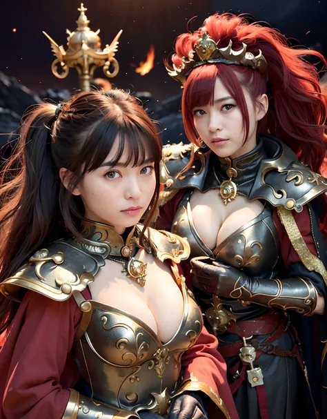 Professional , ​masterpiece、top-quality、photos realistic , 、top-quality、超A high resolution、(Photorealsitic:1.4)、Raw photo、depth of fields （Gemstone Gold Metal Body:1.9),(Matte White、Toostock、（cleavage of the breast）、（Detailed Dragon Armor）、（Have the strong...