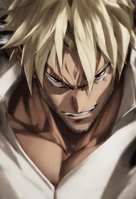 Zeref dragneel,red eyes,intimidating, bodybuilder