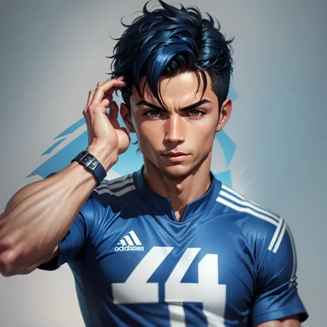 Cristiano Ronaldo doing a sui celebration but with style of art of anime blue lock --auto --s2