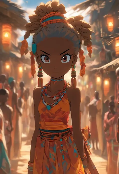 (((young girl))) best quality, ultra-high resolution, 4K detailed CG, master piece,Girl,Haiti city,African village,African clothing, Voodoo Mythology, ((Standing Pose)), African image, aesthetic, screen centered, full body