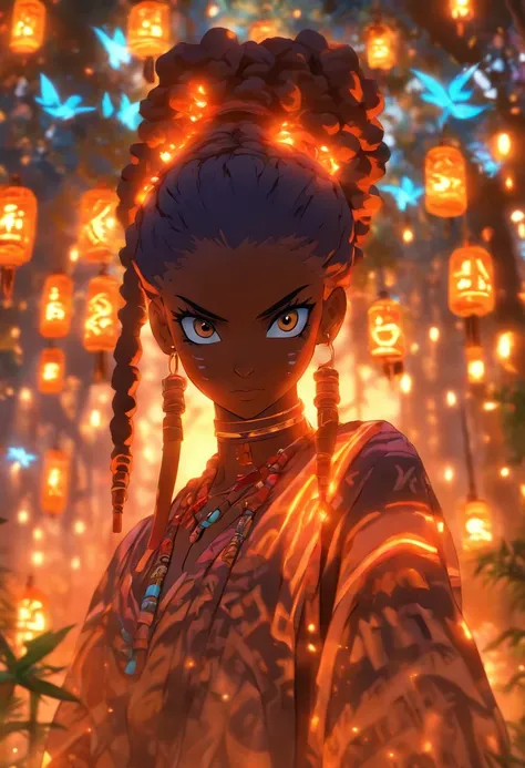 (((young girl))) best quality, ultra-high resolution, 4K detailed CG, master piece,Girl,trees,African ritual,African clothing, Voodoo Mythology, ((voodoo ritual)), African image, aesthetic, centered screen, full body