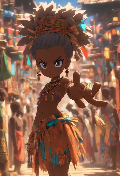 (((young girl))) best quality, ultra-high resolution, 4K detailed CG, master piece,Girl,Haiti city,African village,African clothing, Voodoo Mythology, ((Standing Pose)), African image, aesthetic, screen centered, full body