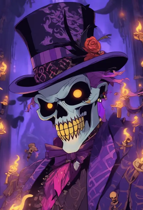 (((BARON SAMEDI))) best quality, ultra-high resolution, 4K detailed CG, masterpiece, Baron Samedi,man, African clothing, voodoo mythology, ((Loa Voodoo)), African image, aesthetic, centric screen, full body