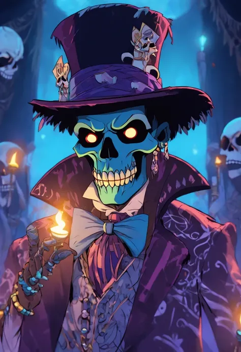 (((BARON SAMEDI))) best quality, ultra-high resolution, 4K detailed CG, masterpiece, Baron Samedi,man, African clothing, voodoo mythology, ((Loa Voodoo)), African image, aesthetic, centric screen, full body