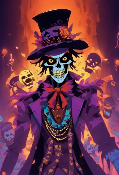 (((BARON SAMEDI))) best quality, ultra-high resolution, 4K detailed CG, master piece, Baron Samedi,man, African clothing, Voodoo mythology, ((standing pose)), African image, aesthetic, Centered screen, full body