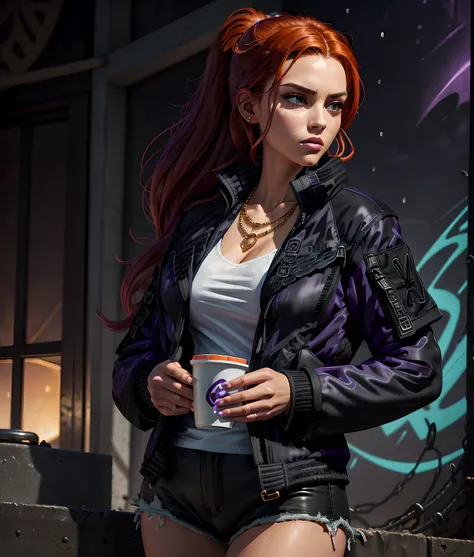 Kim Possible is a striking figure in her black puffer jacket, and the intricate details of the outfit are rendered with unsurpassed quality and attention to detail.
The realistic textures and reflections on the jacket stand out, making the raindrops feel a...