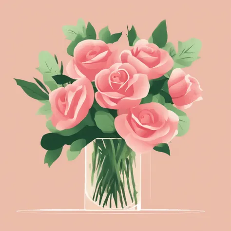 A bouquet of roses，Flat wind，Maximalism，Ui Illustration