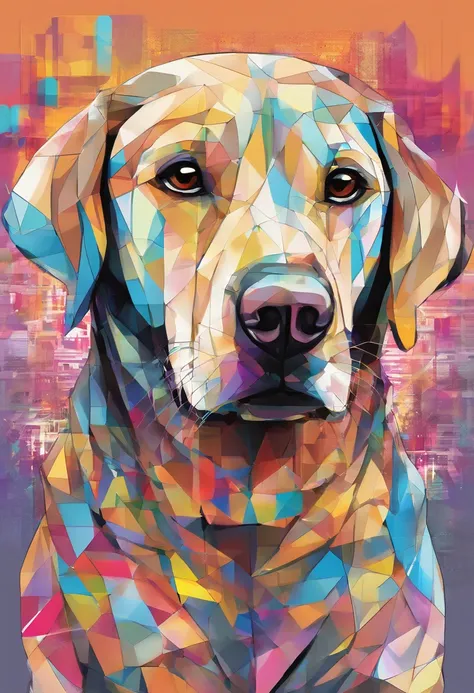 (cachorro labrador  ),(melhor pose),(best angle), (better expression), Eduardo Kobra acolchoamento ,multidimensional geometric wall PORTRAIT, arte, Chibi,Yang08k, lindo, Colouring,