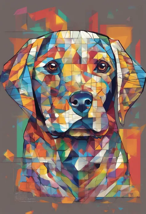 (cachorro labrador  ),(melhor pose),(best angle), (better expression), Eduardo Kobra acolchoamento ,multidimensional geometric wall PORTRAIT, arte, Chibi,Yang08k, lindo, Colouring,