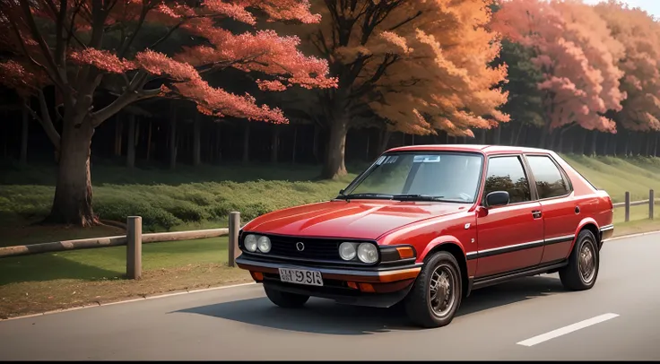 Japan autumn landscape and Mazda Capella rally