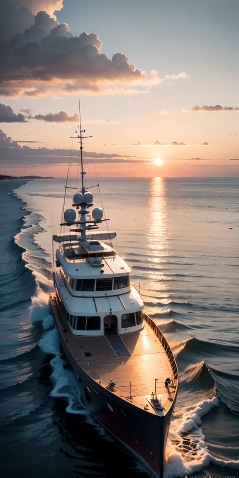 Yachts on the sea at sunset