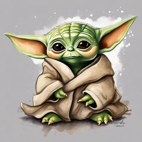 "(adorable baby Yoda:1.2)  design for tshirt