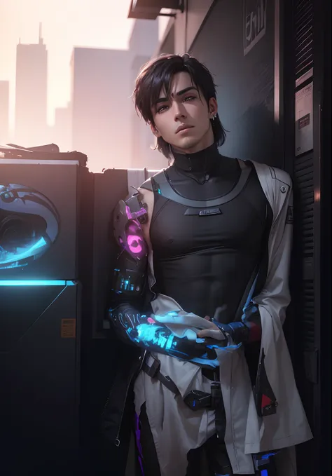 Change background cyberpunk handsome  boy realistic face 8k ultra realistic