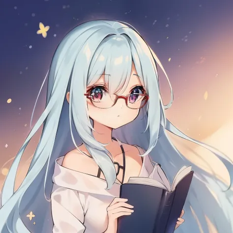 (melhor qualidade: 0.8), (melhor qualidade: 0.8), Perfect anime illustration, coruja, With eye Glasses, livros com estantes e uma janela