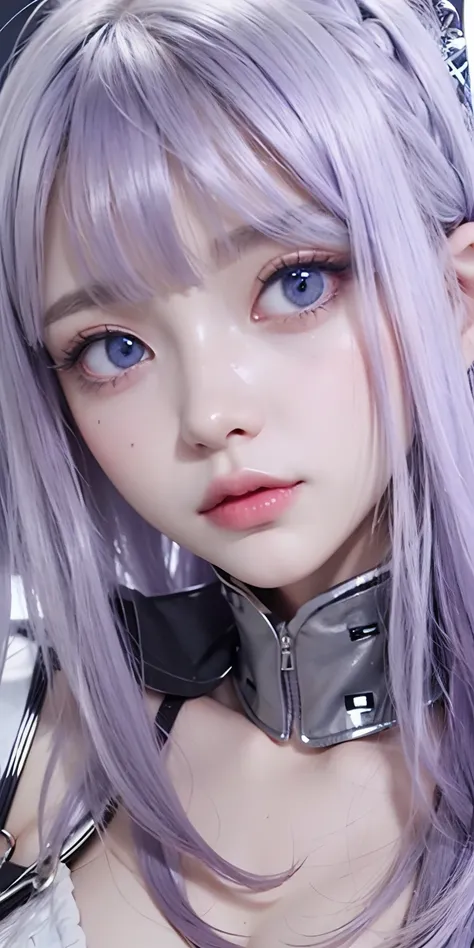 1girl,silver purple hair,blue eyes, white clothes, ultra detailed