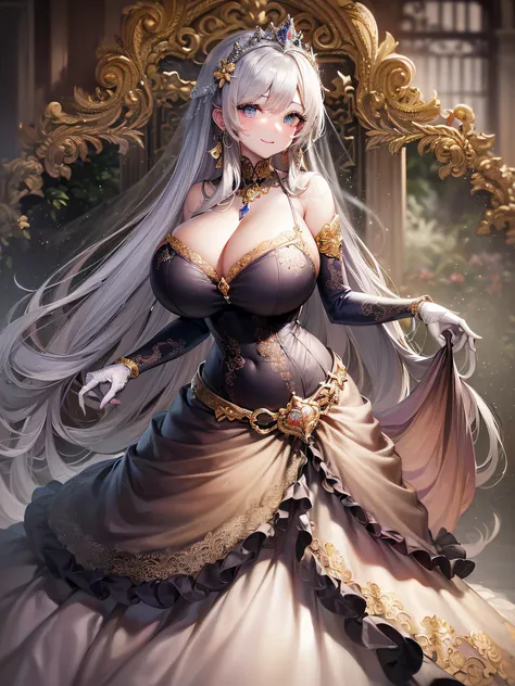 ((anime artstyle)),(Masterpiece),(Best Quality), (Super Detail),(Highly Detailed CG Unity 8k wallpaper),((Very Delicate and Beautiful)),cinematic lighting,1 girl,((full body portrait)),((standing in garden)),((solo)),(((1 fairytale princess in gorgeous emb...