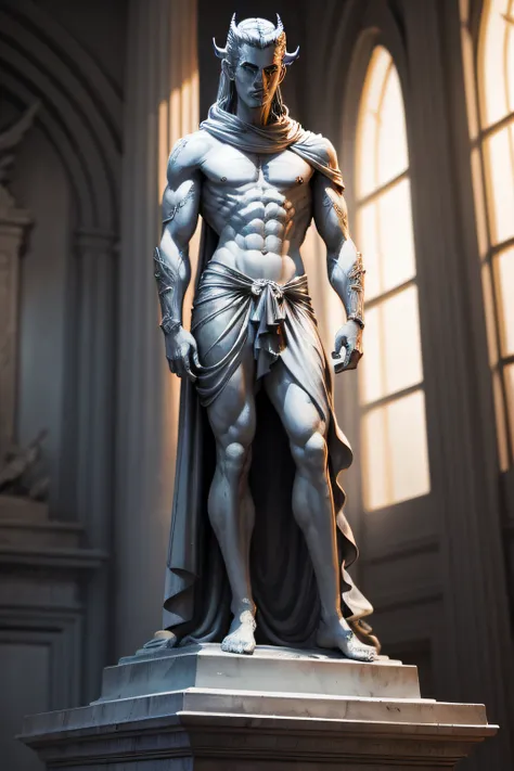 Grey statue of Lucifer Morningstar