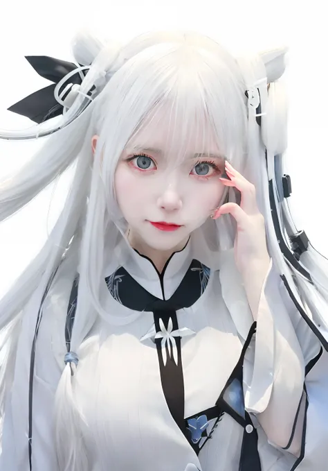 anime girl with long white hair and blue eyes talking on a cell phone, from girls frontline, white haired, white-haired, white haired deity, anime moe artstyle, girls frontline style, kantai collection style, perfect white haired girl, girl with white hair...