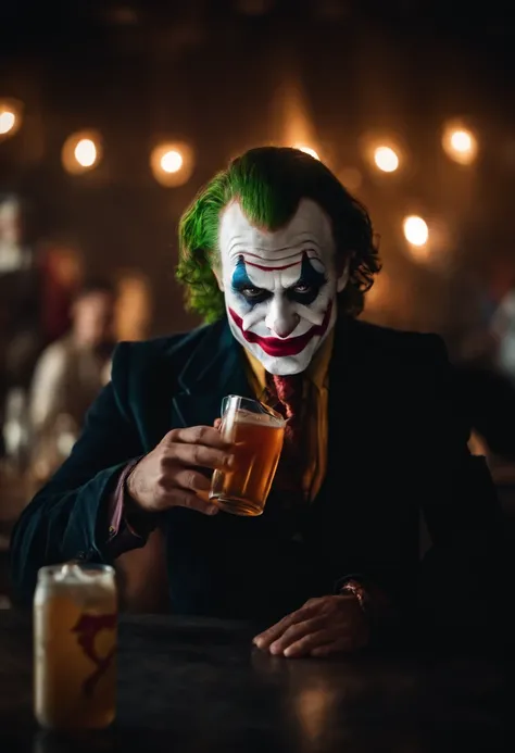 o Coringa, clownpiece, Homem, Drinking energy redbull, looking-into-camera